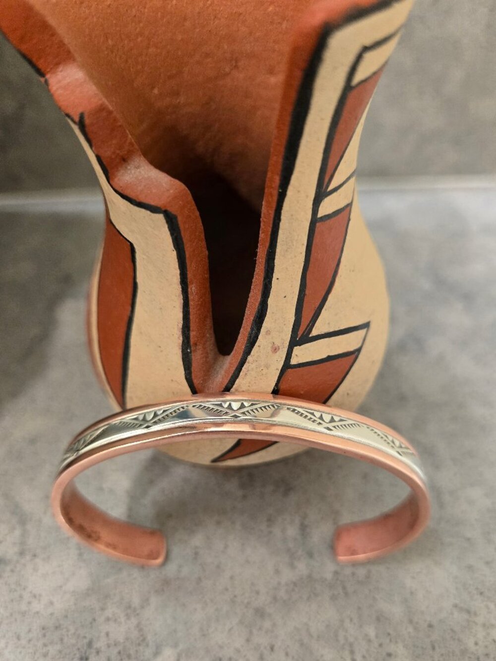 Navajo Copper and Sterling Cuff Bracelet by Sylvania Apache